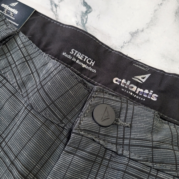 NEW Men's BIG & TALL Hybrid Performance Shorts by ATLANTIS, gray plaid, Summer - Picture 8 of 8